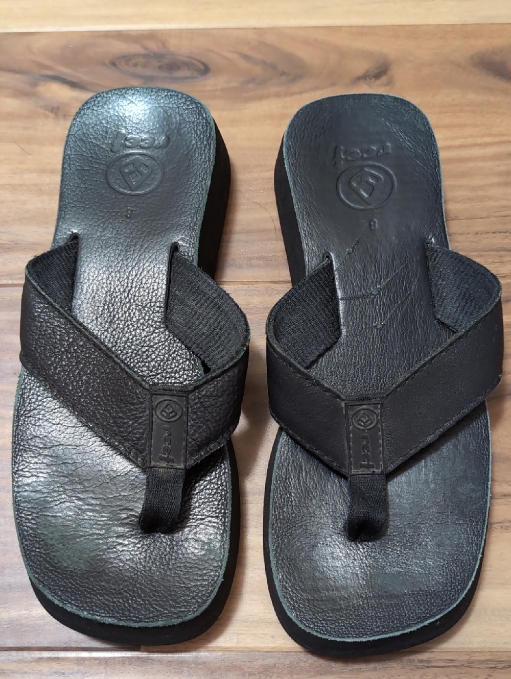 Reef Platform Leather Flip Flops